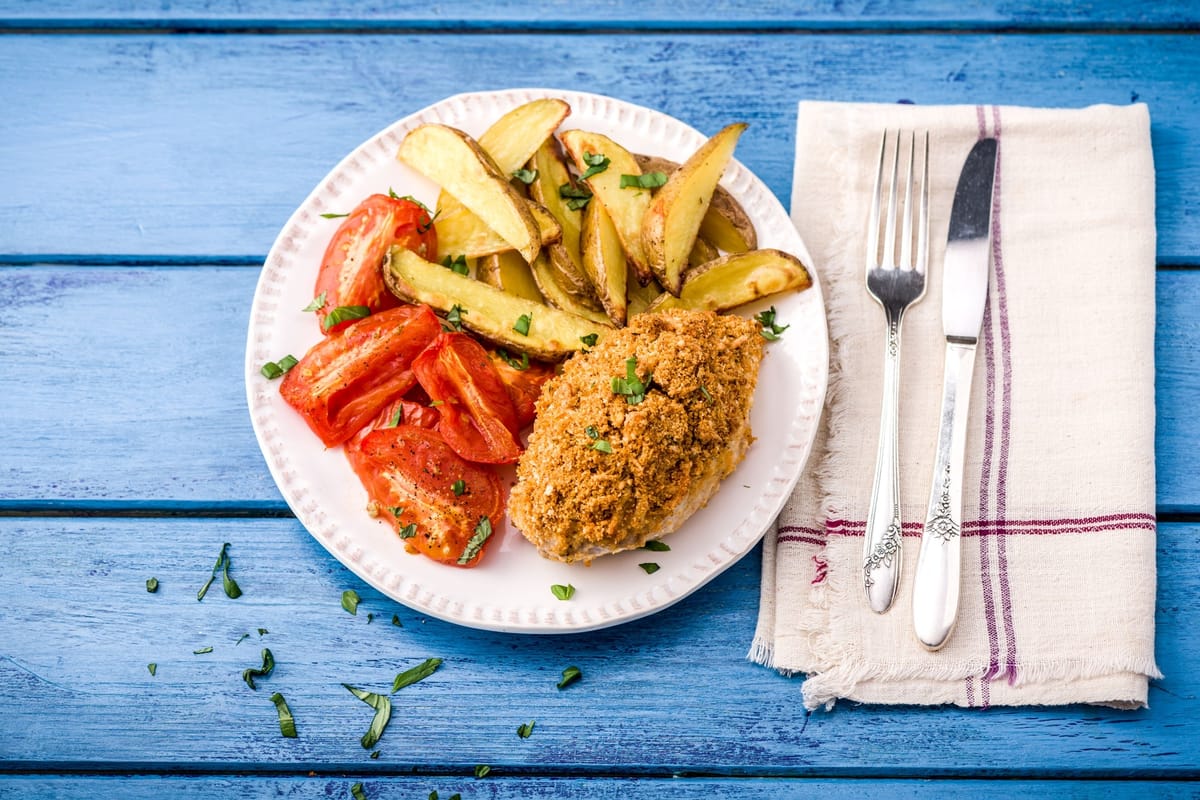 مرغ با پوسته پنیر موزارلا